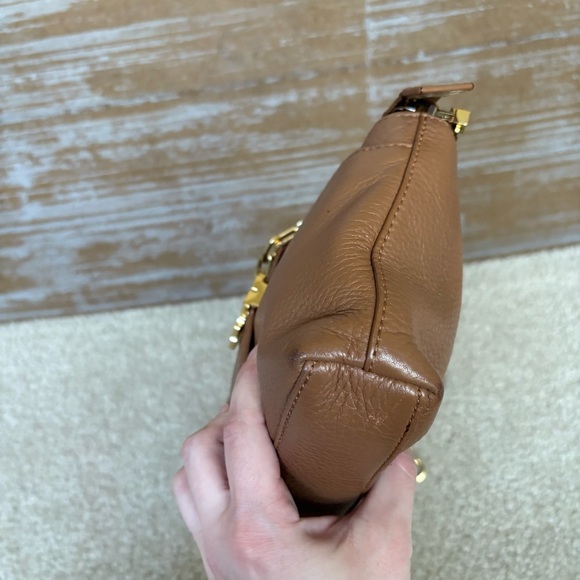 Tory Burch Meyer Leather Crossbody Bag Brown Preppy Classic Casual Gold Hardware - Picture 10 of 12